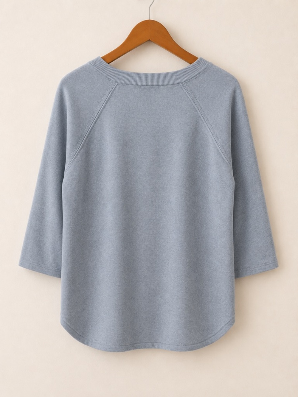 Jeanne Pierre 100% Cotton Sweater Large Blue Raglan Knit 3/4 Sleeve Lightweight - Picture 3 of 6